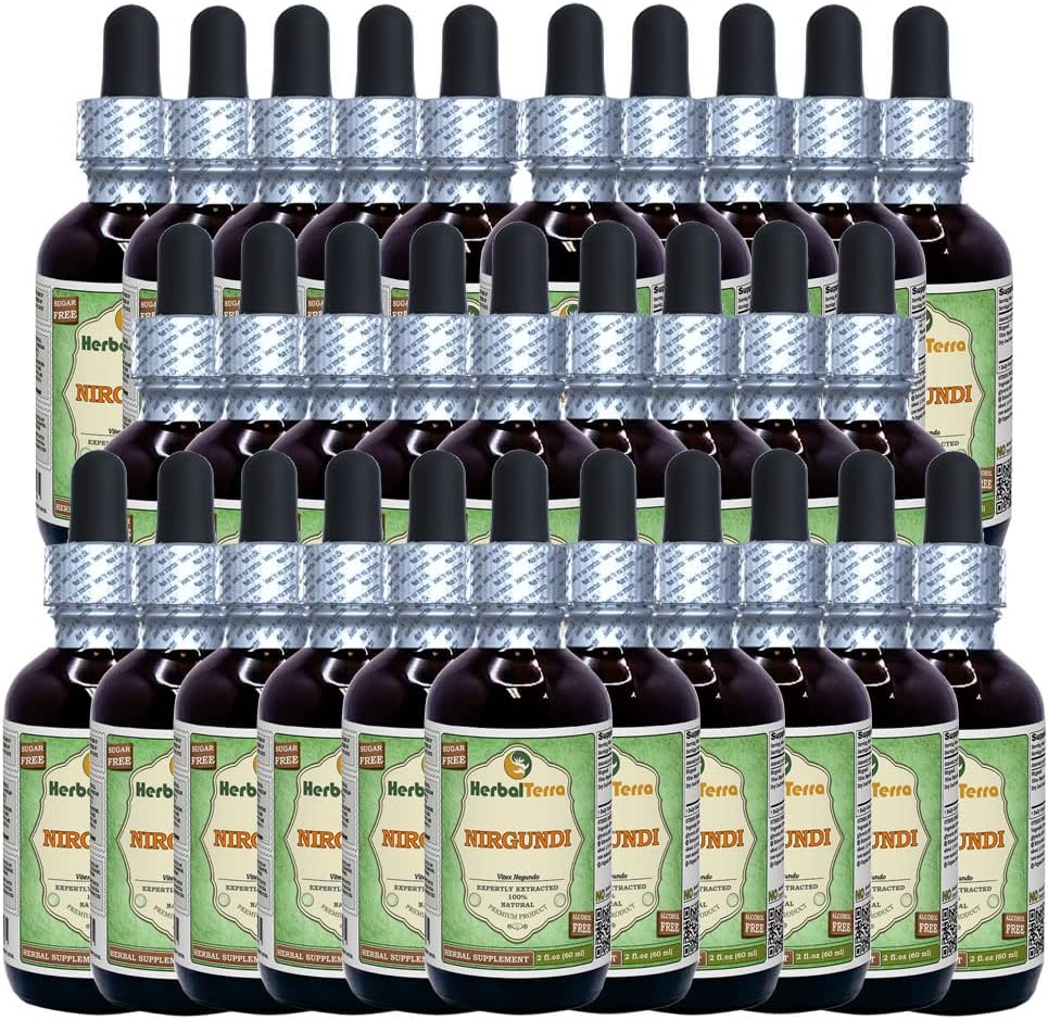 Nirgundi (Vitex Negundo) Αποξηραμένο φύλλο Αλκοόλ-ελεύθερο υγρό εκχύλισμα (Όνομα: HerbalTerra, Περήφανα Made in USA) 30x2 oz