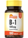 Sundance Vitamin B-1 | 100 mg | 100 Tablet | Temel Vitamin Tamam | Vejetaryen, Non-GMO ve Gluten Free Formula