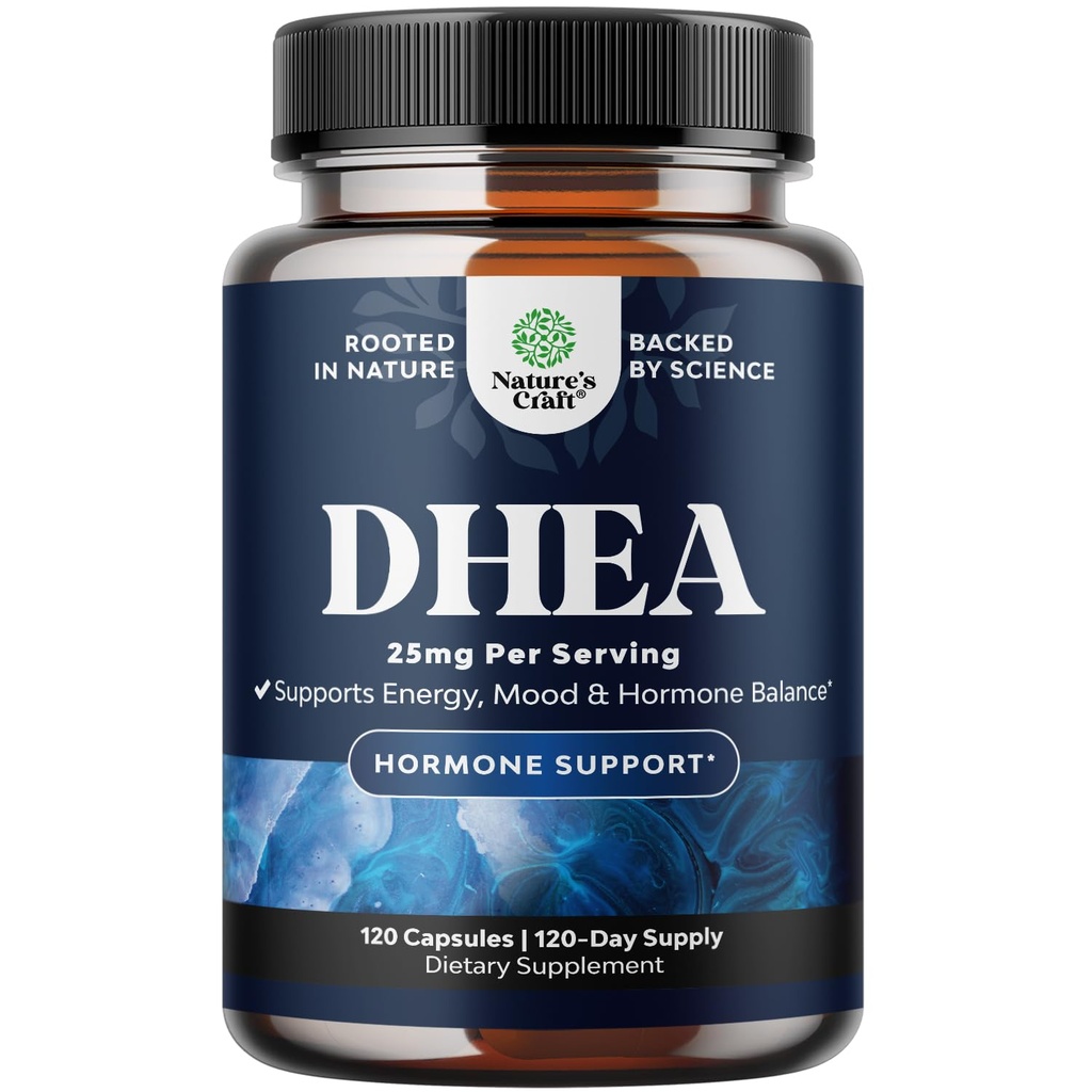 DHEA συμπλήρωμα για γυναίκες & άνδρες - καθαρό DHEA 25mg για ισορροπία ορμονών, βελτιώνει τη σταθερότητα διάθεσης, λειτουργία εγκεφάλου, ανοσοποιητικό σύστημα, ενέργεια και γονιμότητα - Dehydroepiandrosterone κάψουλες για ενήλικες - 120 Ct