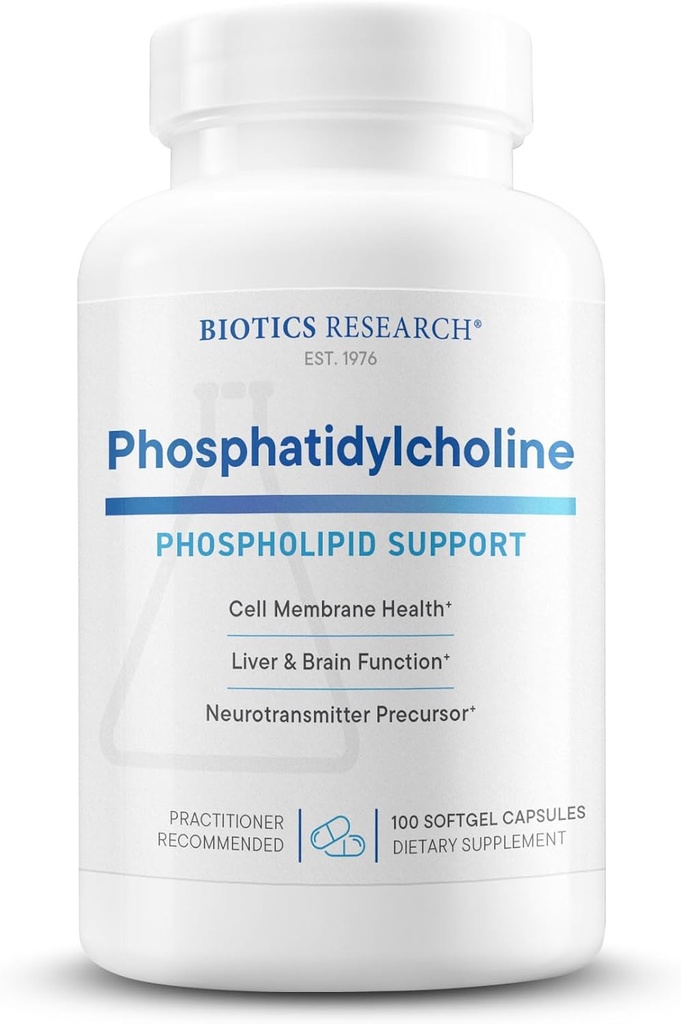 Biotics Research Phosphatidylcholine 420 mg/softgel, Healthy Cognitive Function, Derived from Lecithin, Contains Choline for Neurotransmitter Acetylcholine, 100 Servings