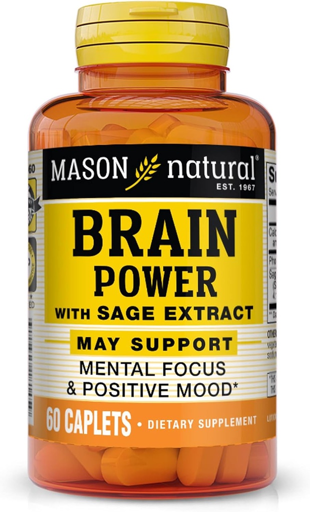 MASON NATURAL Beyin Gücü Sage Extract & Food, Daily Supplement for Normal Ruh Focus & Mood Support, 60 Gün Supply