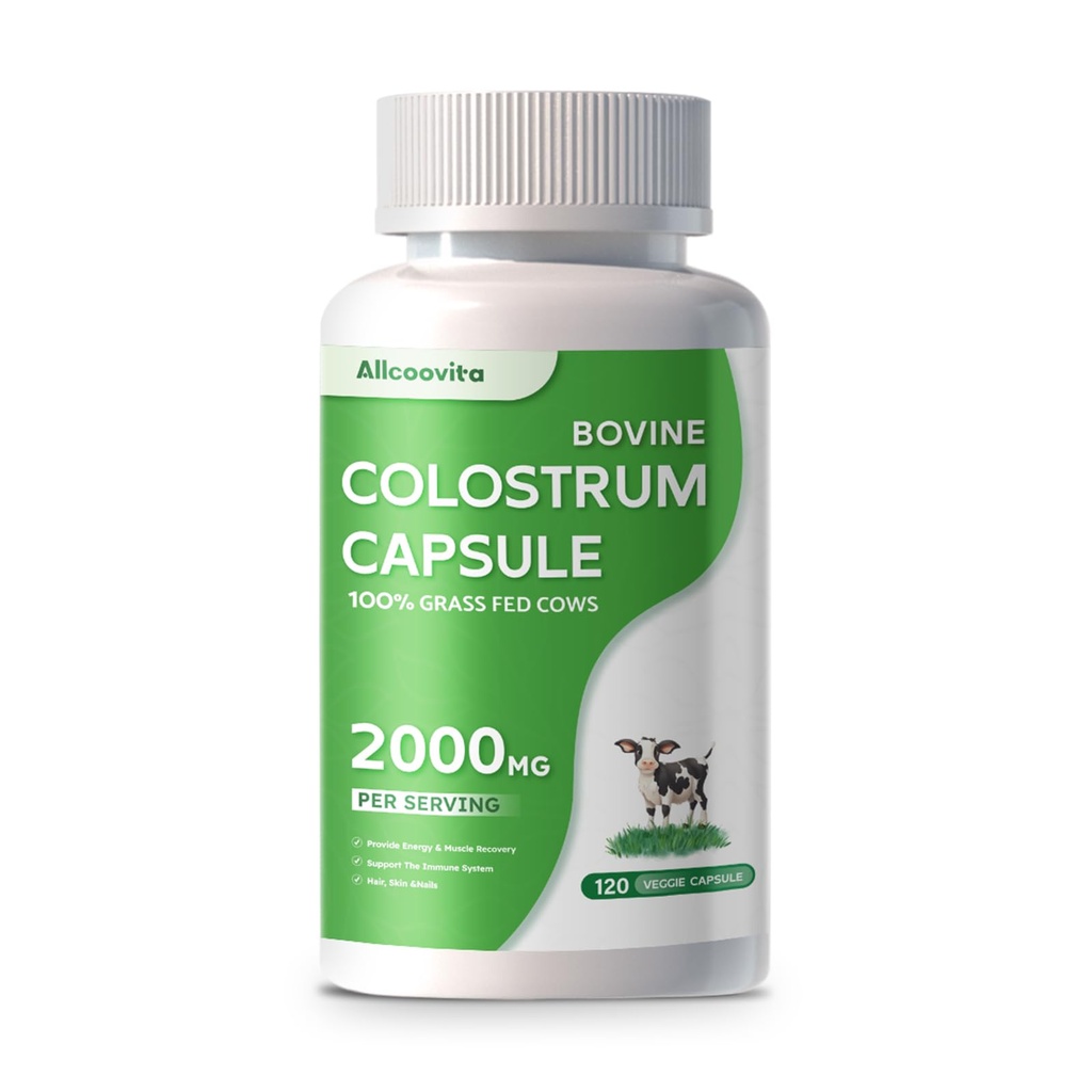 Συμπλήρωμα καψακίων Bovine Colostrum 2000mg- 120 Κάψουλες - Υγεία ούρων, αποκατάσταση μυών, ενέργεια, μαλλιά, δέρμα και ανοσοποιητικό συμπλήρωμα 