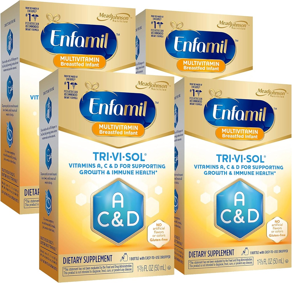 Enfamil Tri-Vi-Sol Βιταμίνες Α, C & D συμπλήρωμα σταγόνες 50 mL (πακέτο των 4)