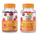 Lifeable Magnesium Citrate Kids + Iron & Vitamin C Kids, Gummies Bundle - Great Tasting, Vitamin Supplement, Gluten Free, GMO Free, Chewable Gummy