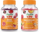 Lifeable Magnezyum Citrate Kids + Iron & Vitamin C Kids, Gummies Sche - Great Tasting, Vitamin Supplement, Gluten Free, GMO Free, Chewable Gummy