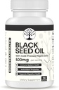 Black Seed Oil - 100% Cold-Pressed Black Cumin Nigella Sativa - Antioksi, Immune and Digestive System Support - Non-GMO, Gluten Free - 500 mg per Service - 90 Vegan Capsules