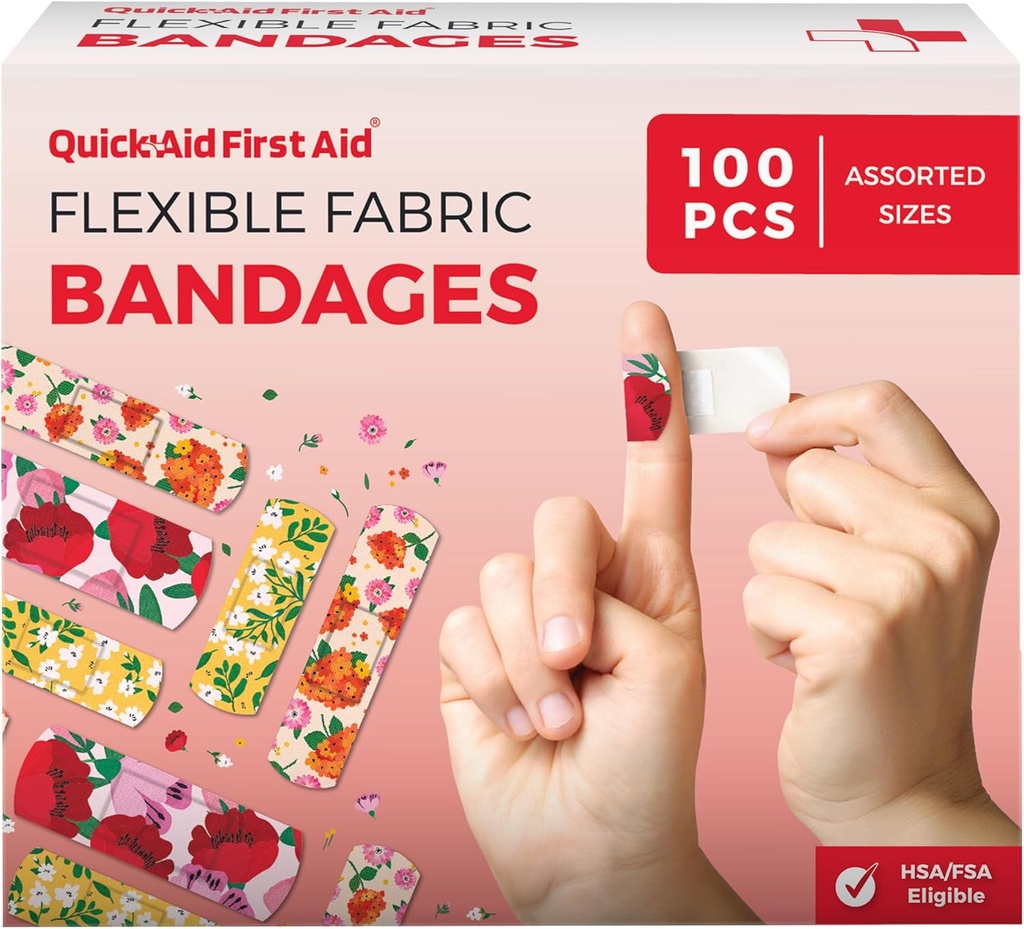 Çiçek Bandajları, Bandajlar Çeşitli Paket 100 Kont, Çocuklar Yetişkinler için Fun Designs, Gentle Adhesion Soft Breathable, Latex Free, İlk Yardım Tankları için Kullanımı