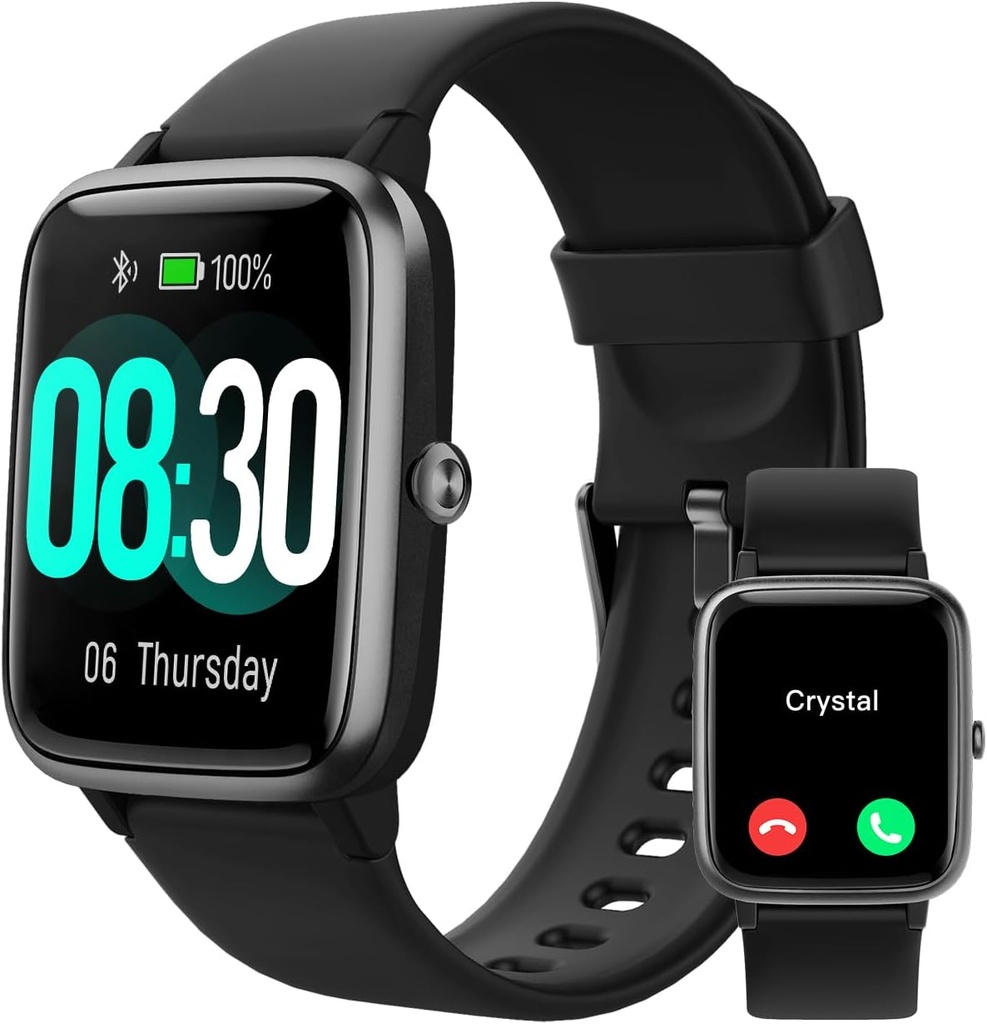 GRV Smart Watch for iOS and Android Phones (Answer/Make Calls), Erkekler için İzle IP68 Sualtı Smartwatch Fitness Watch Watch with Heart Rate/Sleep Monitor Steps Calories Counter (Black)