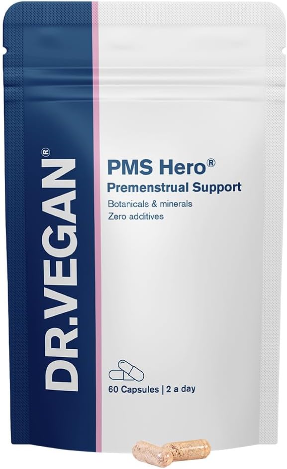 DR.VEGAN PMS Ήρωας, συμπλήρωμα υποστήριξης PMS για τις γυναίκες και Bloating Φόρμουλα ανακούφισης με Shatavari, Dong Quai, Dandelion Root και KSM-66 Ashwagandha, 60 συμπληρώματα