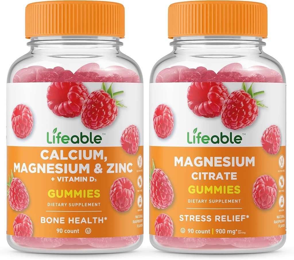 Lifeable Food, Magnezyum, çinko & Vitamin D + Magnezyum, Gummies Sche - Great Tasting, Vitamin Supplement, Gluten Free, GMO Free, Chewable Gummy