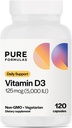 SafFormulas Vitamin D3 5.000 IU 125 mcg - Sağlıklı Kemik Formasyonu, Dişler, Cardiovascular Sağlığı ve Immune Support Non-GMO - Count Vegetarian Capsules