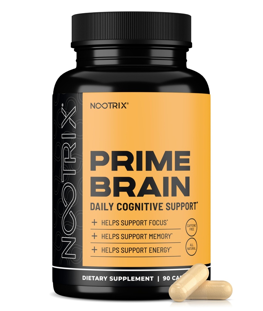Nootrix Prime Brain Nootropic Supplement | Supports Memory, mental Focus, Cognitive Health & Energy | Sağlıklı Mood & Brain Function | Ginkgo Biloba, Lion's Mane & L Theanine | 90 Capsules