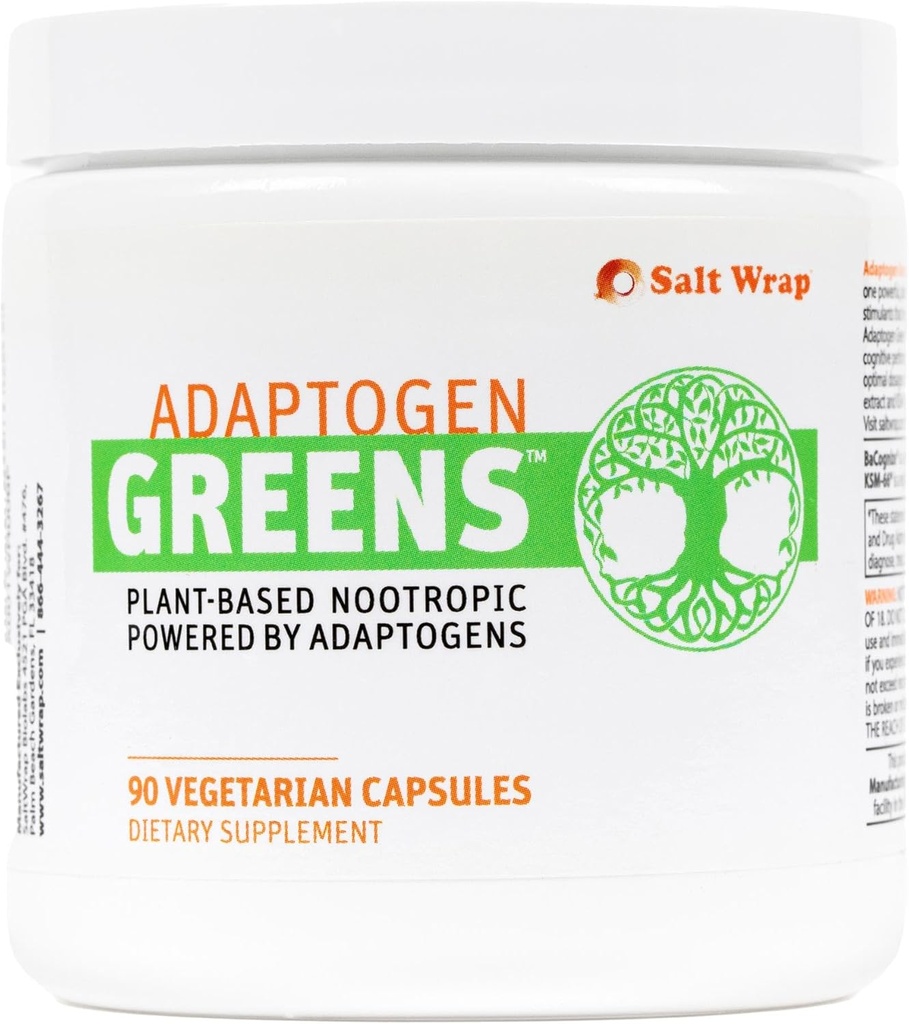 SaltWrap Adaptojen Yeşiller - Mind-Body Resilience Formula - Stres, Focus ve Bilişsel Performans - 90 Capsules