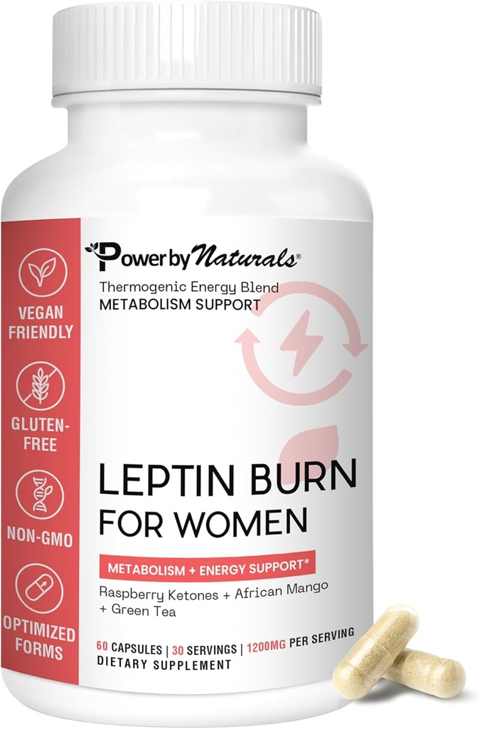 Power By Naturals Leptin Supplements for Kilo Kaybı for Women – Kiloloss Supplements Women with African Mango, Green Tea & Apple Cider Vinegar – 60 Capsules
