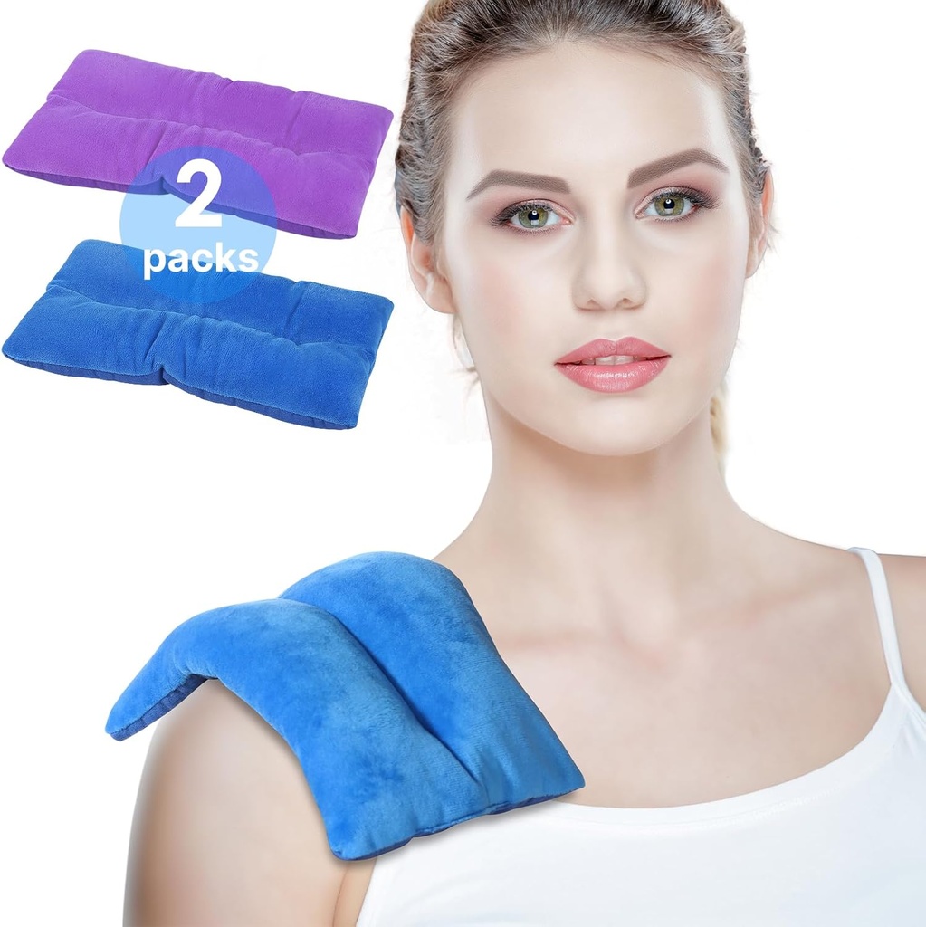 Atsuwell Microwavable Pad Θέρμανσης μικροκυμάτων για ώμο, Θέρμανση Pad Microwavable για ζεστό συμπιεστή, Αρωματισμένο Microwavable Pad Θερμότητας για Cramps, Moist Heat Pack για καταπραϋντικό στρες, 2 Πακέτα