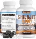 Shilajit Himalaya Capsules - Pure Himalaya Organik Supplement with Mushrooms Blend, çinko - 2 Ay Güçlü, Stamina, Brain & Immune Health - Shilajit for Women & Men 120 Vegan Count