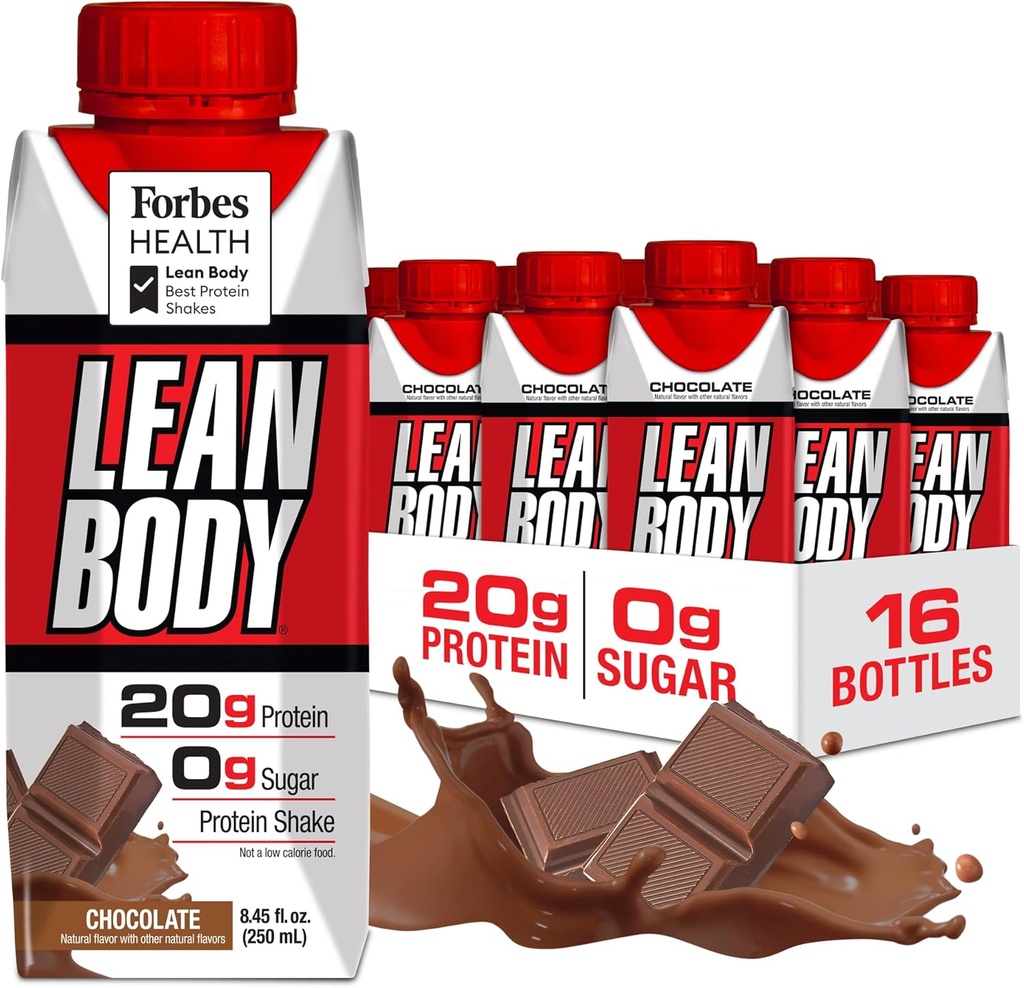 LABRADA NUTRITION - Lean Body RTD Whey protein Shake, On-Go Meal Change Shake for Men & Women, 20 gram protein – Zero Sugar, Lactose & Gluten Free, Chocolate (Brook of 16)