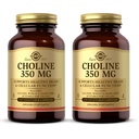 Solgar Choline 350 mg - 100 Sebze Kapsülleri, 2 Paket - Non-GMO, Vegan, Kosher - 200 Toplam Hizmet