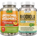 DACHA Premium Immune & FocusBoost Sche - Liposomal Vitamin C ve Rhodiola, Ultimate Mood için, Immune, Mind Health Support, Ultra Absorb Combo with Potent Ascorbyl Palmitate & Bioperine