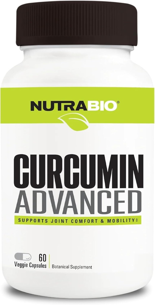 NutraBio Curcumin Advanced Digestion & Ortak Destek Kompleksi, 60 Sebze Kapsülleri