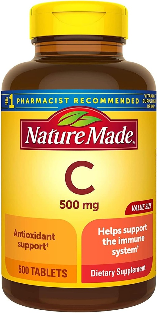Nature Made C 500 mg Tabletleri, 500 Kont Değer Boyutu, Immune Support, Gluten Free (Pack of 3)