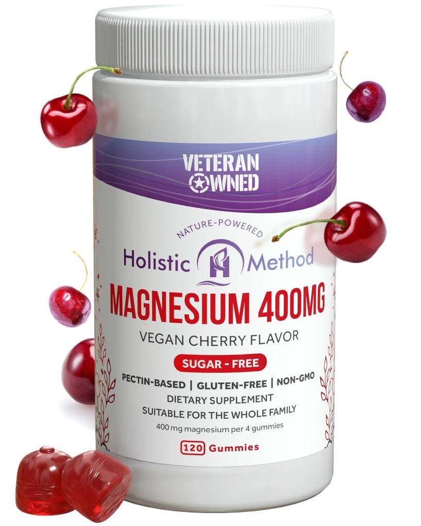 Magnezyum Citrate Gummies - Sugar-Free, Vegan and Non-GMO for Better Sleep and Relaxation - No Sugar Alkol - Magnezyum Supplement for Yetişkinler, Young and Kids - Cherry - 120 Chews