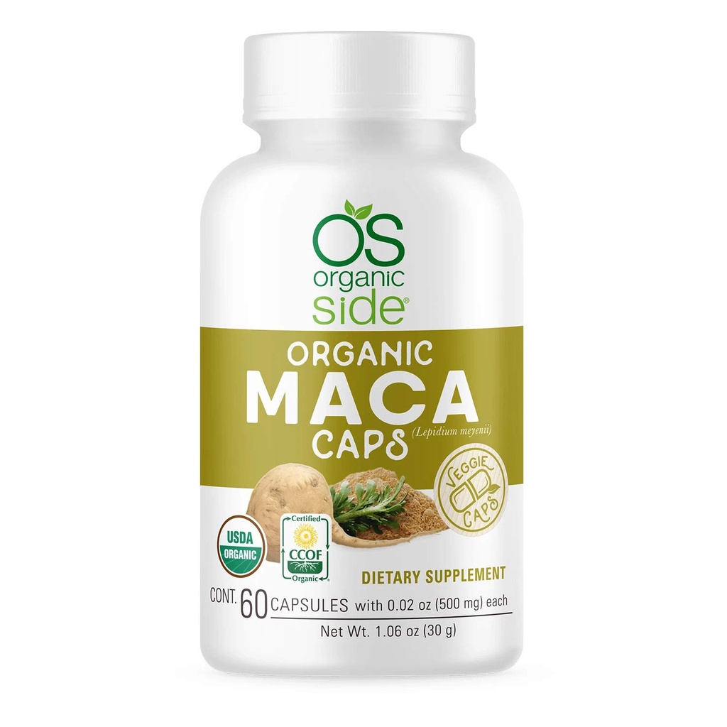 Organik Side | Maca Capsules | USDA Sertifikalı Organik, Non-GMO, Vegan | Enerji için 60 Capsules | Hormon Dengesi ve Vitality | Natural Supplement
