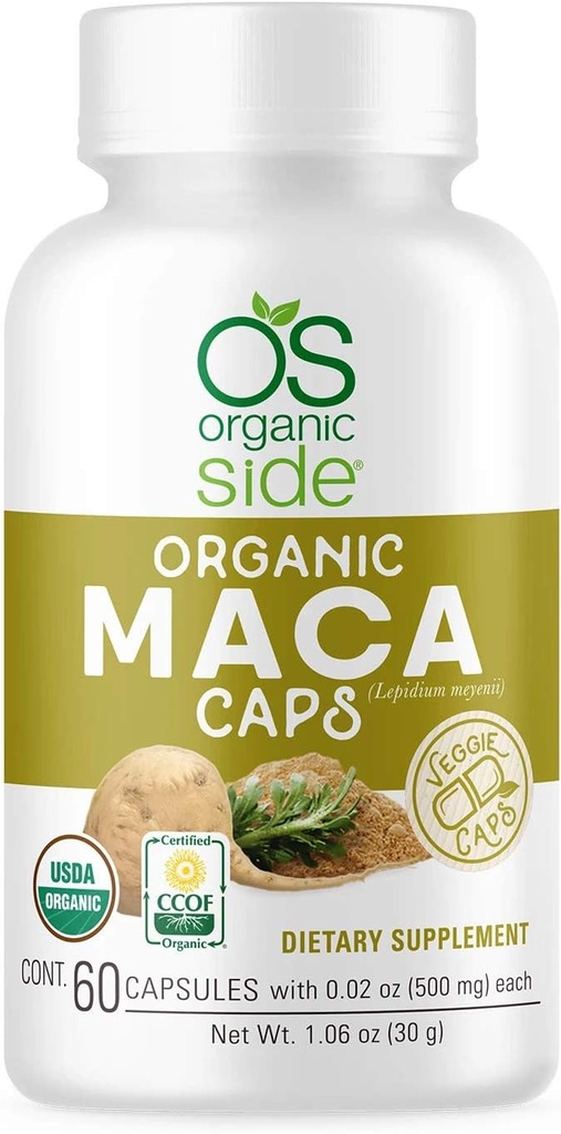 Organik Side | Maca Capsules | USDA Sertifikalı Organik, Non-GMO, Vegan | Enerji için 60 Capsules | Hormon Dengesi ve Vitality | Natural Supplement