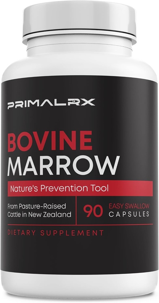 Bovine Marrow: Grass Fed Bone Marrow – Immunity Vitamins/Kidney Support / Blood Circulation Supplements (K2 Vitamin / Calcium Supplement, Collagen Supplements, CLA Supplements) - 90 Capsules