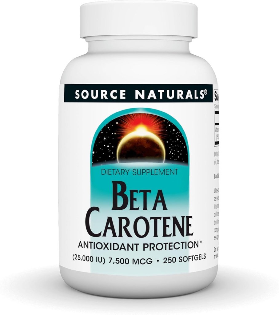 Source Naturals Beta Carotene 25000 eu Antioxidant Protection - Μετατροπή από το σώμα σε βιταμίνη Α - 250 Softgels