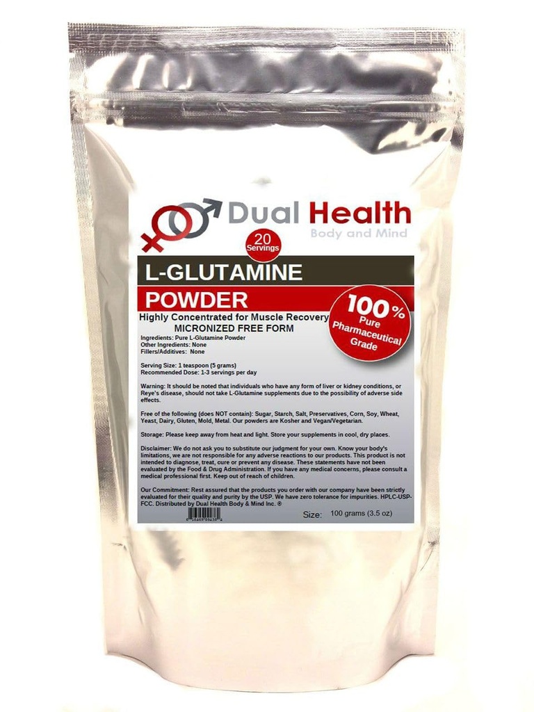 L-Glutamine (100 Grams -3.5 oz) Pure Toz 5000 mg Free Form Bulk Supplements, ABD'de Made, Immune Digestion GI Support Leaky Gut Health Muscle Energy Stamina Endurance Strength