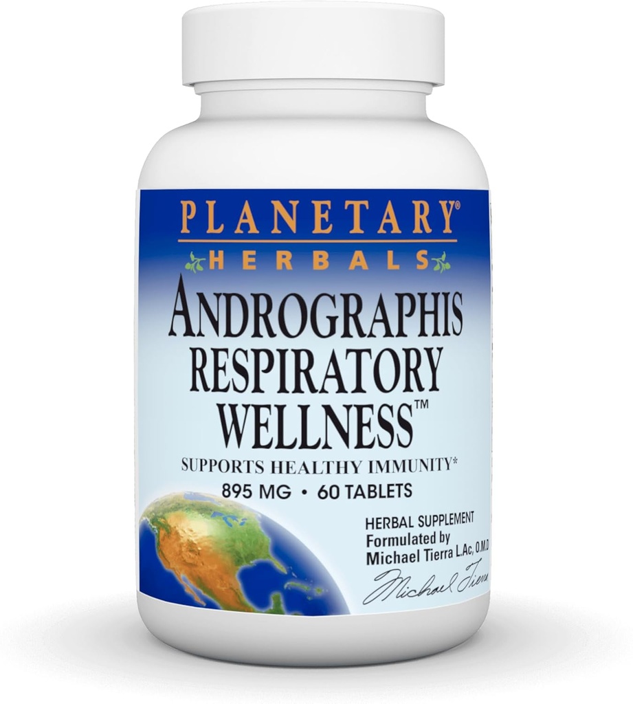 PLANETARY HERBALS Andrographis Respiratory Wellness Beslenme Supplement, 60 Kont