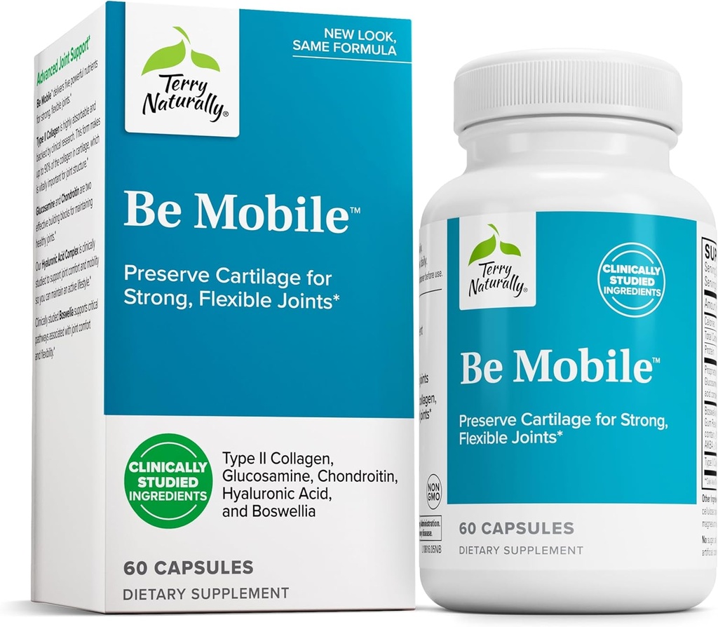 Terry Natural Be Mobile - Ortak Sağlık Desteği için Collagen Supplement - Boswellia Extract & Type II Collagen ile Diyet Supplement - Lower Back & Diz Support - 60 Capsules
