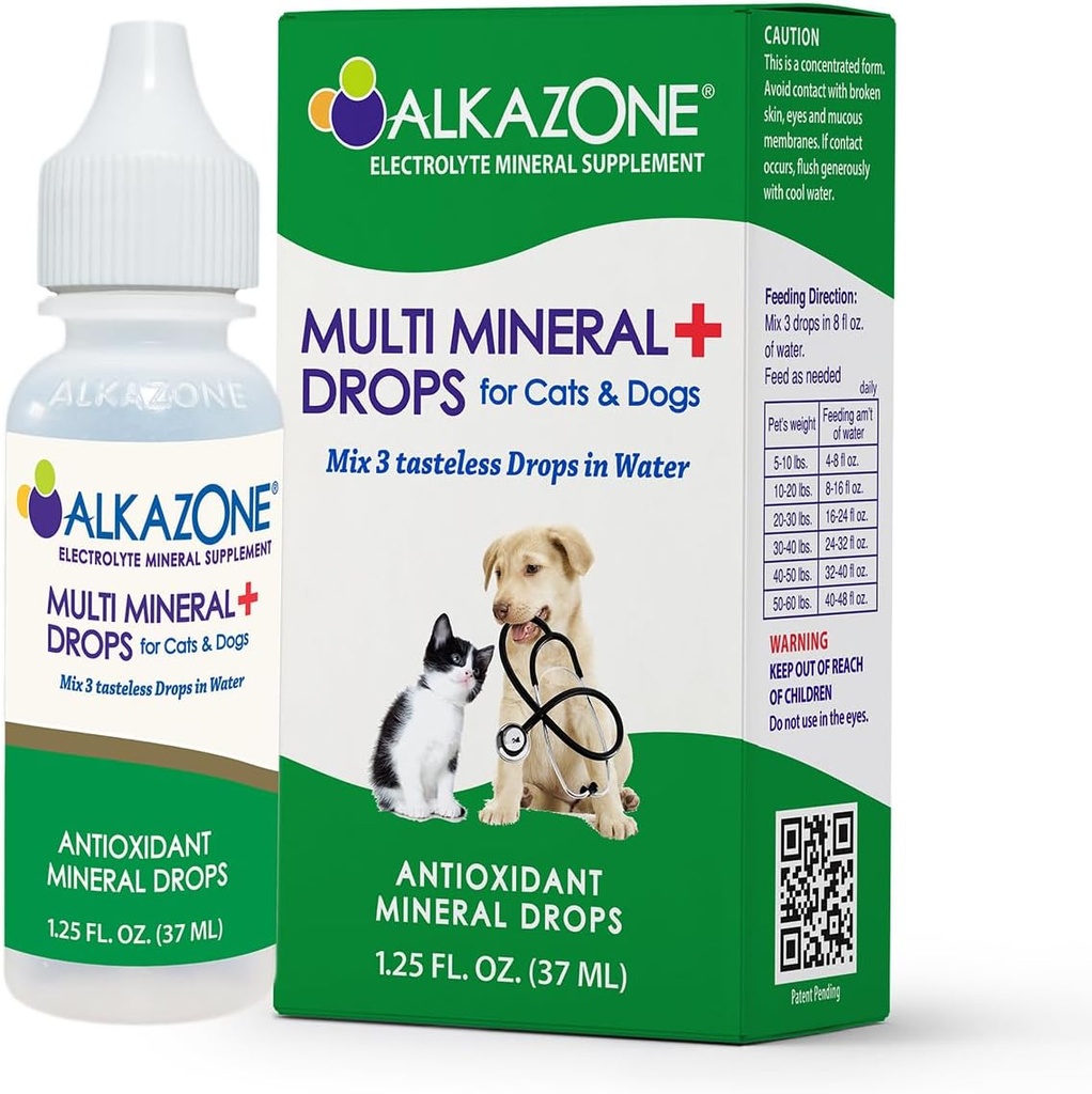 Alkazone Alkaline Multi Mineral Drops for Cats and Dogs - Τα ζώα είναι φυσικά σχεδιασμένα να είναι περισσότερα Alkaline Than Acidic. Τα σώματά τους μπορούν να επωφεληθούν από τη χρήση Αλκαλικού νερού για κατοικίδια ζώα με ορυκτά