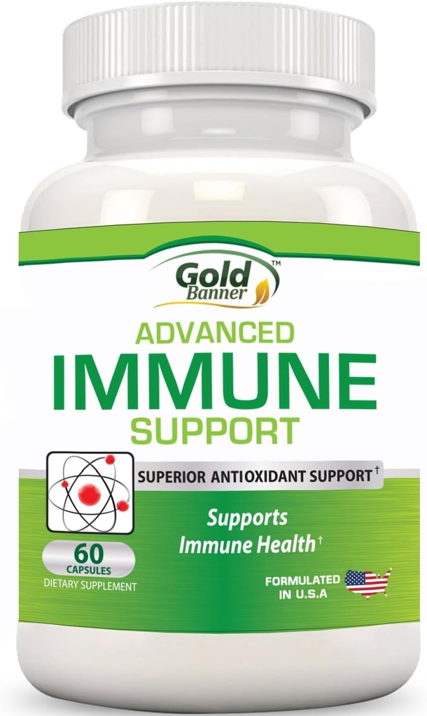 Gold Banner Immune Support Supplement Superior Anti-Oxidant - Red Raspberry, Pomegranate, Pine Bark, Grape Tohum, Yeşil Türler- Polyols, Lycopenet