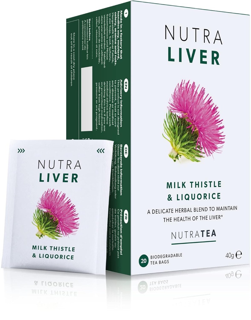 NUTRALIVER Liver Detox Tea - Καθαρίστε και υποστηρίξτε με το γάλα Thistle, Turmeric & μάραθο - 60 περιελιγμένες Τσάι Τσάι - Herbal Tea - 3 Pack by Nutra Tea