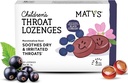 Matys Kids Throat Lozenges for Ages 6 Years Old +, Tasty Black Currant Flavor, Soothe Kuru & Irritated Throats & Voices with Marshm Root, Sugar Free, Vegan, Dye Free, Alkol Free, 20 Count