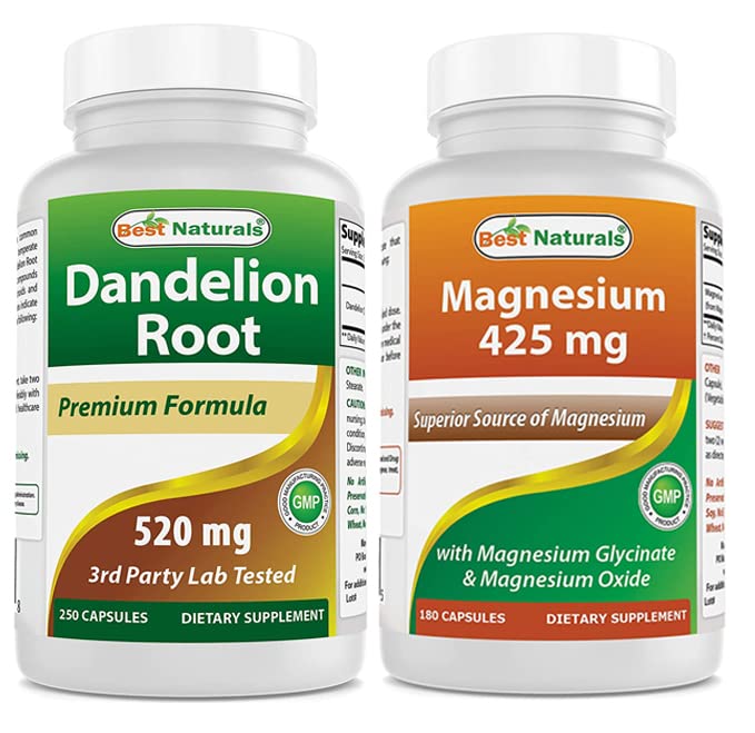 Best Naturals Dandelion Root 520 mg & Magnesium Glycinate 425 mg