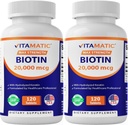 Vitamatic High Potency Biotin 20000 mcg (20mg) ile Keratin 100 mg - 120 Vejetaryen Tabletler - Yetişkinler için Biotin Supplements (120 Kont)