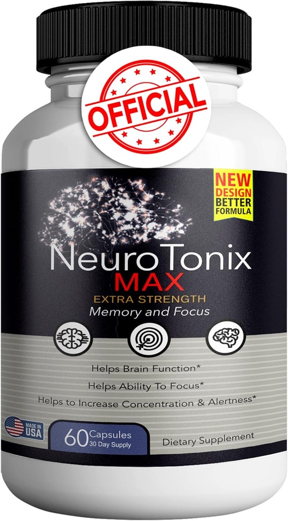 Συμπλήρωμα υποστήριξης εγκεφάλου NeuroTonix Ενίσχυση μνήμης & εστίασης καθαρή εγκεφαλική ομίχλη & ενίσχυση Γνωστική λειτουργία 60 φυσικές κάψουλες υγιής εγκέφαλος