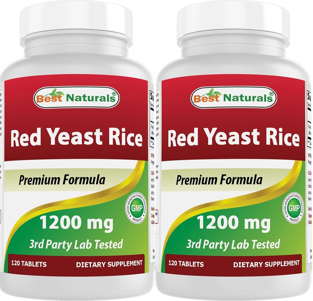 Best Naturals Red Yeast Rice 1200 mg (Non-GMO) 120 Tablets (120 Count (Pack of 2))