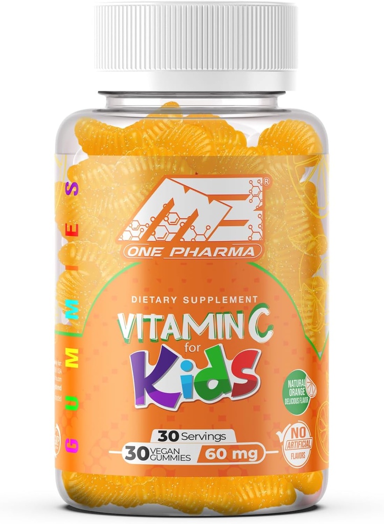 MB One Pharma- Kids Vitamin C Gummies - For Immune Support – Natural Orange Delicious Flavor (30 Day Supply) Vegetarian, Non-GMO, Gluten Free, No Yapay Sweeteners