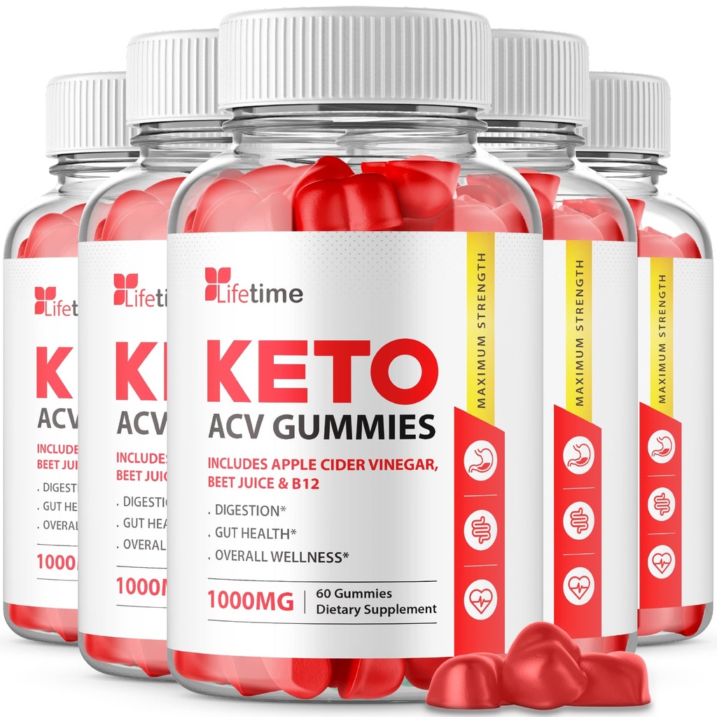 (5 Pack) Lifetime Keto Plus ACV Gummies - Επίσημη Φόρμουλα, Vegan, Non GMO - Lifetime Keto acc Gummies, Life Time Keto Gummies με μηλίτη μήλου, βιταμίνη B12, χυμός Ρόδι (300 Gummies)