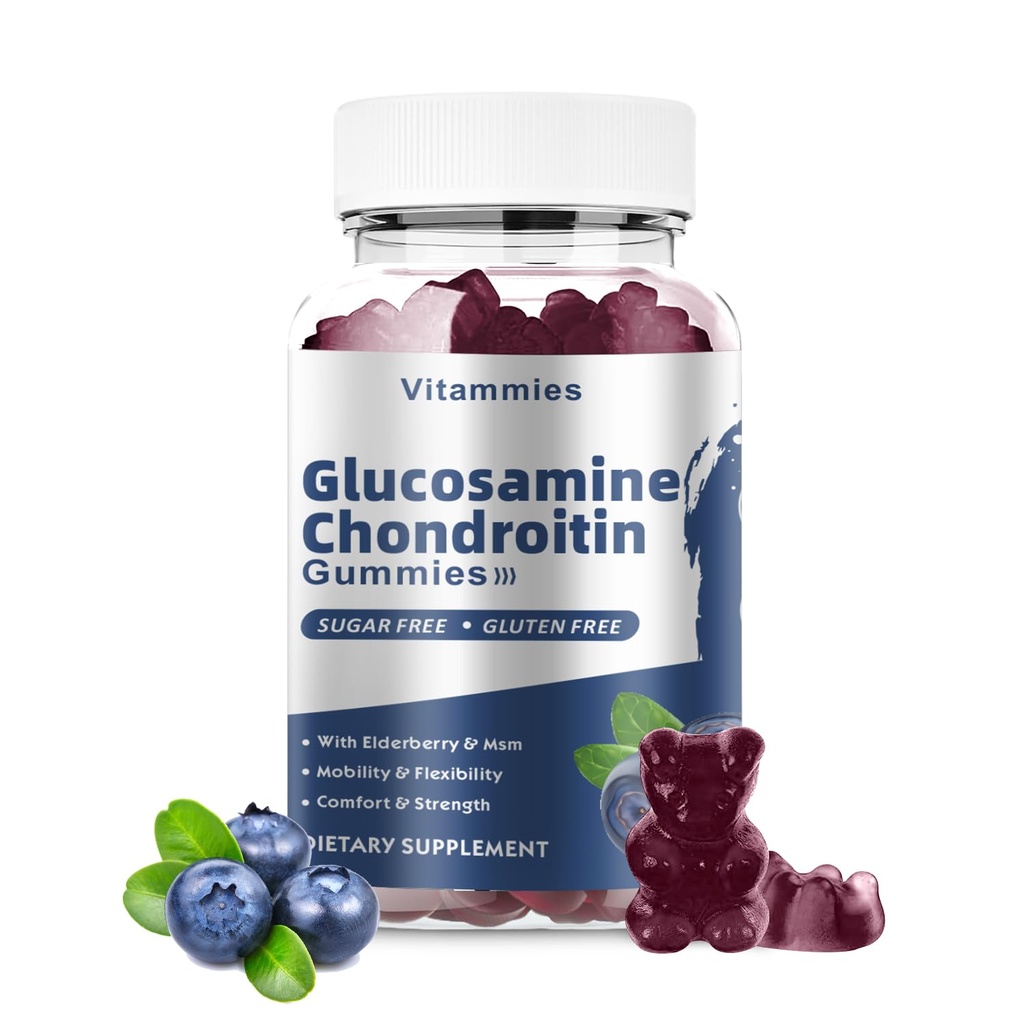 Glucosamine Chondroitin Gummies με MSM & Elderberry Extra Strength - Κοινή Υποστήριξη, Αντιοξειδωτικό ανοσοποιητικό συμπλήρωμα υποστήριξης για ενήλικες, άνδρες και γυναίκες Ορυκτά, συνένζυμο Q10, DHA- 60 Gummies