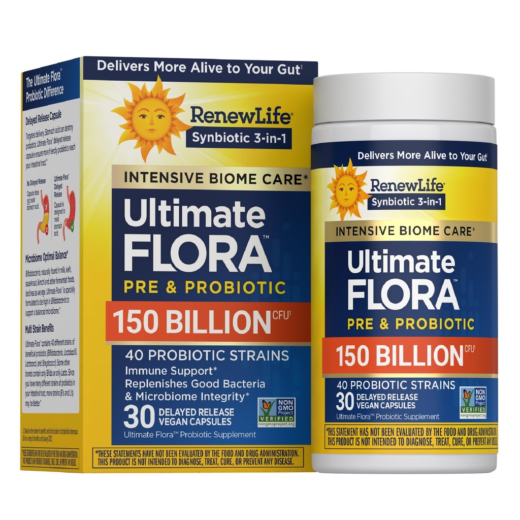 Yeni Yaşam Ultimate Flora Yetişkin Ultimate Care Probiyotik, 150 Milyar, 30 Caps (Package May Vary)