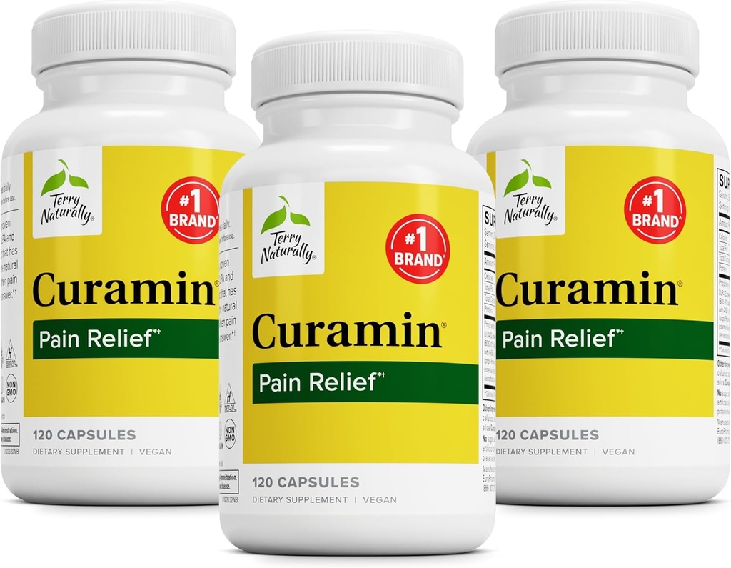 Terry Natural Curamin - Circulation & Endorphin Support - Occasional Discomfort - Aids Health Muscles - 120 Capsules (Pack of 3)