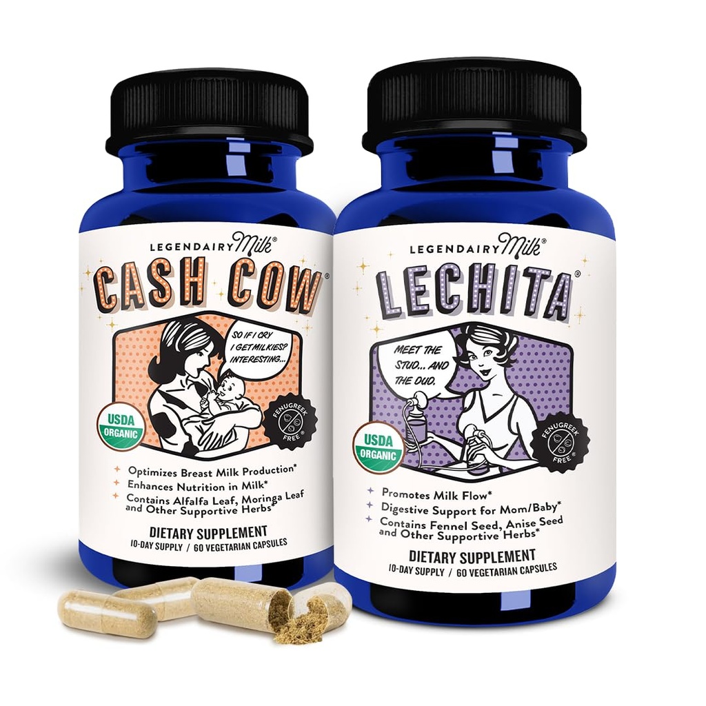 Legendairy Milk Cash Cow + Lechita - Συμπλήρωμα Γαλουχίας για την υποστήριξη της προσφοράς και τη βελτίωση της ροής του γάλακτος - Made with Moringa, Alfalfa, μάραθο, γλυκάνισο, και Goat's Rue