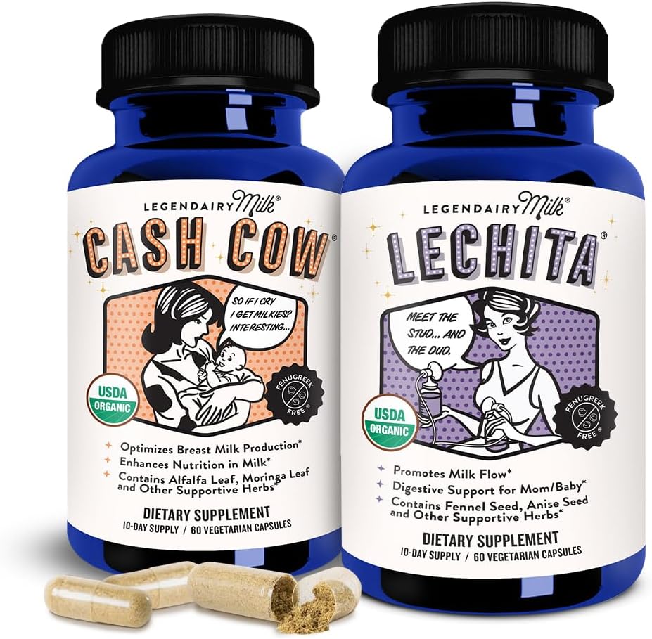Legendairy Milk Cash Cow + Lechita - Lactation Supplement to Support Supply and Improve Milk Flow - Made with Moringa, Alfalfa, Fennel, Anise, and Goat's Rue