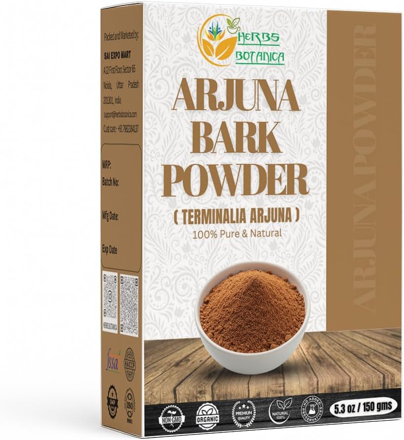 Herbs Botanica Arjuna Toz 100% Pure Arjuna Bark Toz (Arjun Ki Chaal) Herbal Tea & Wellness için - Güzel Zemin Ağaç Bark Toz DIY Kullanımı için - 5.3 oz Pack