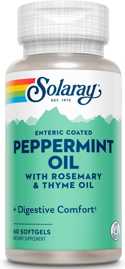 Solaray Peppermint Oil Enteric Coated w/Rosemary & Thyme Oil 